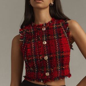 Walter Baker Dara Tweed Red  Sleeveless Top